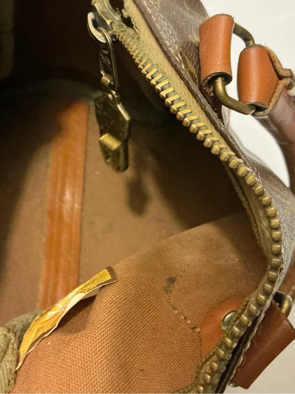 Vintage Louis Vuitton Monogram Canvas Satchel in Brown and Tan mini